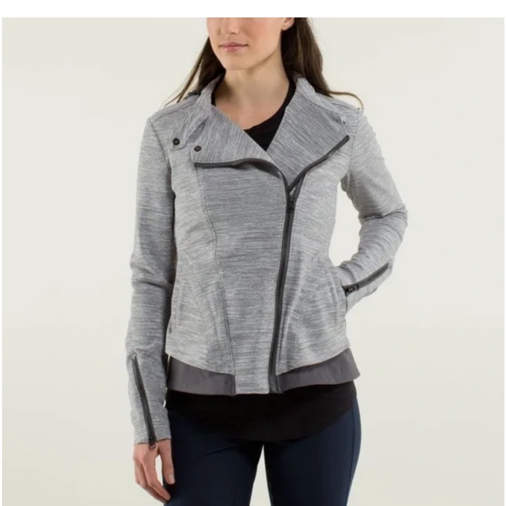 Rare Lululemon Bust A Move Jacket Gray Hooded Peplum